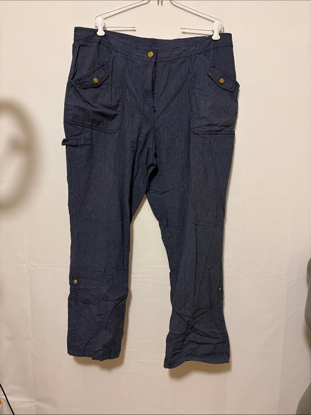 Jones New York Dark Navy Cargo Pants with Button Flap Pockets